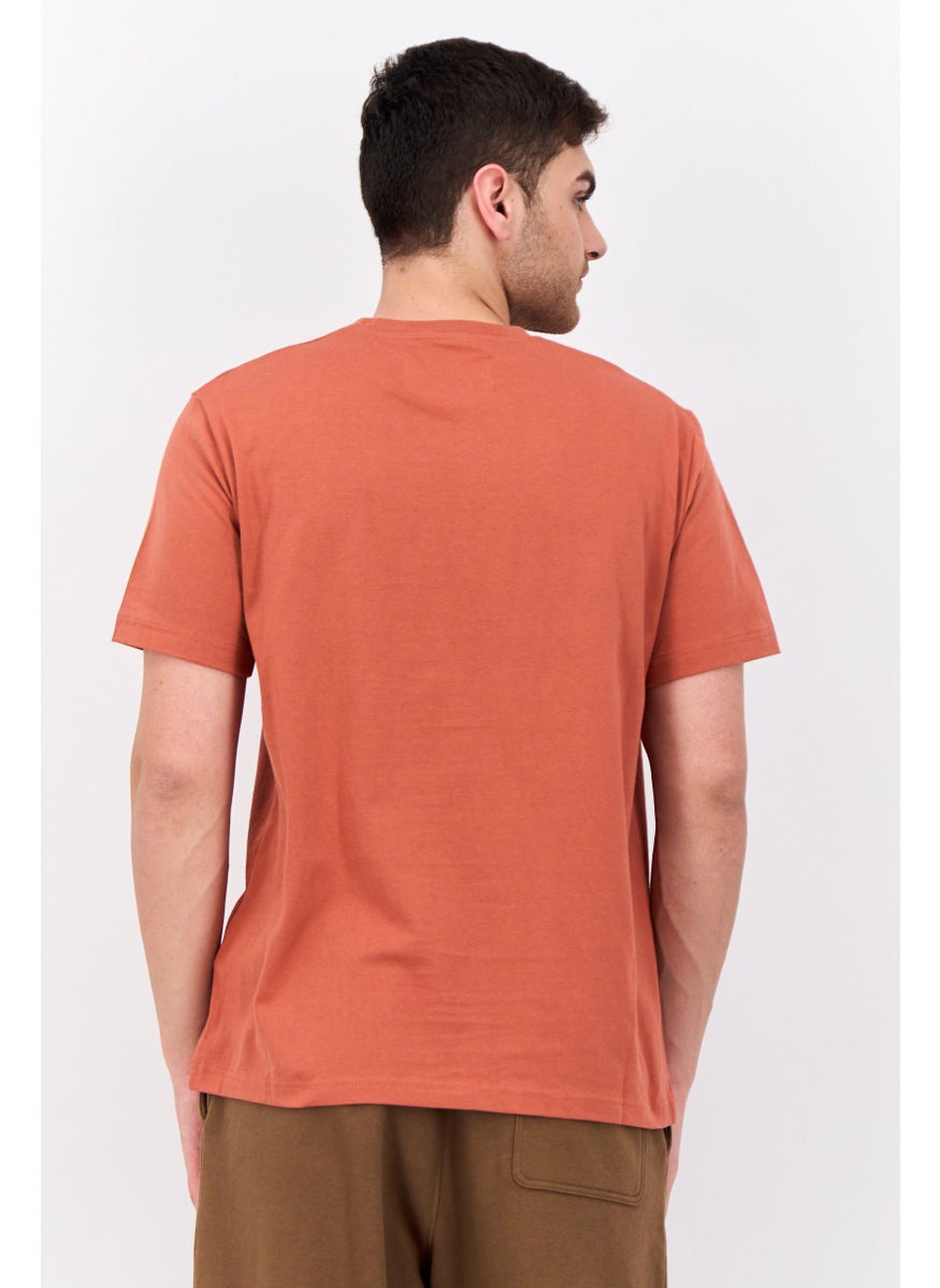 Men Comfort Fit Short Sleeves Outdoor T-Shirt, Rust