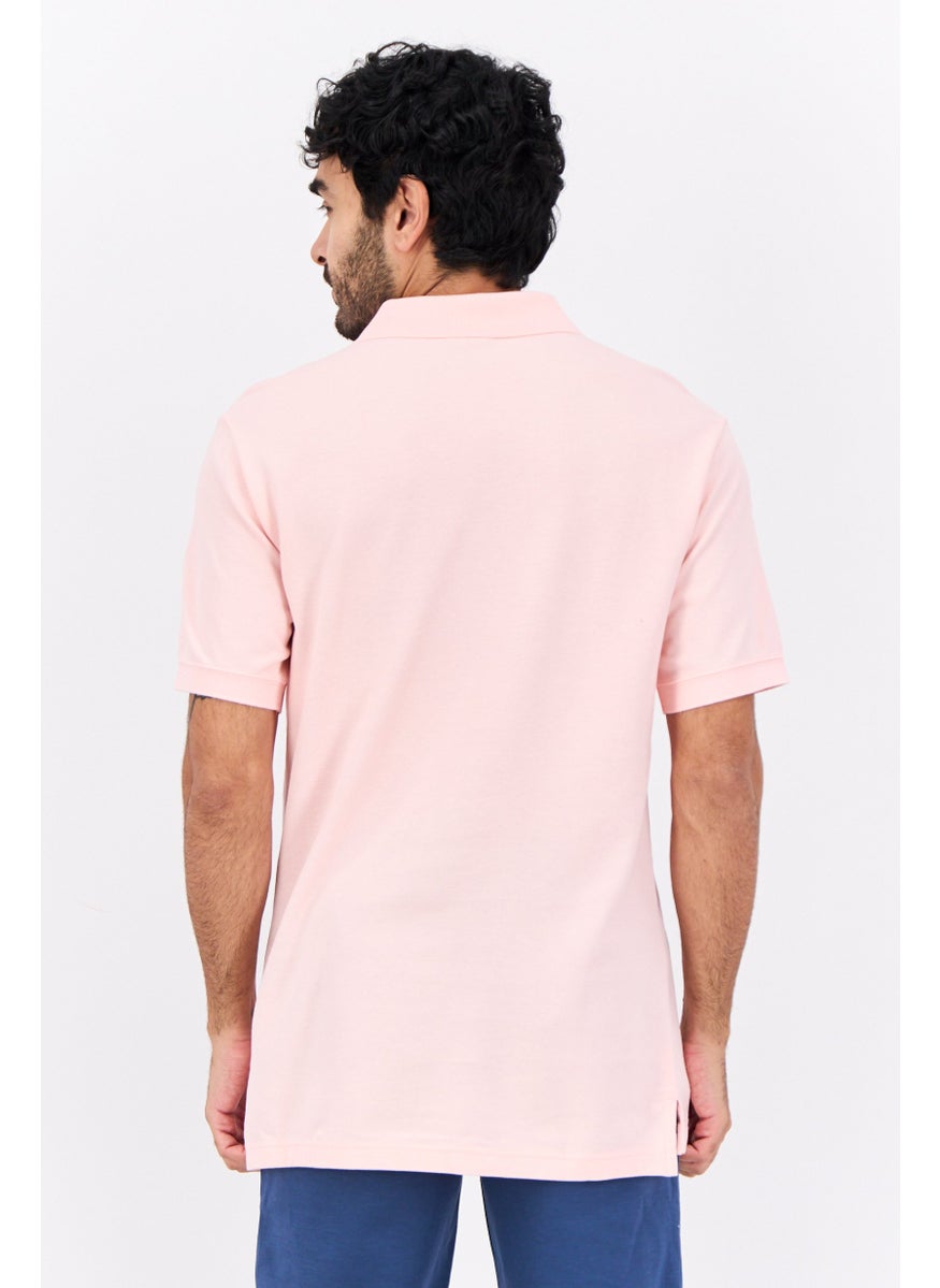 Men Sportswear Fit Short Sleeve Outdoor Polo Shirt, Pink