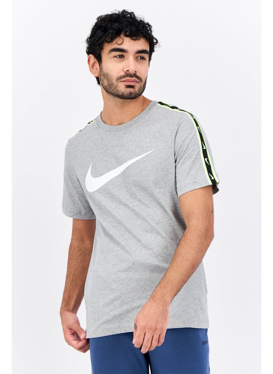 Men Sportswear Fit Short Sleeve Outdoor T-Shirt, Grey Combo