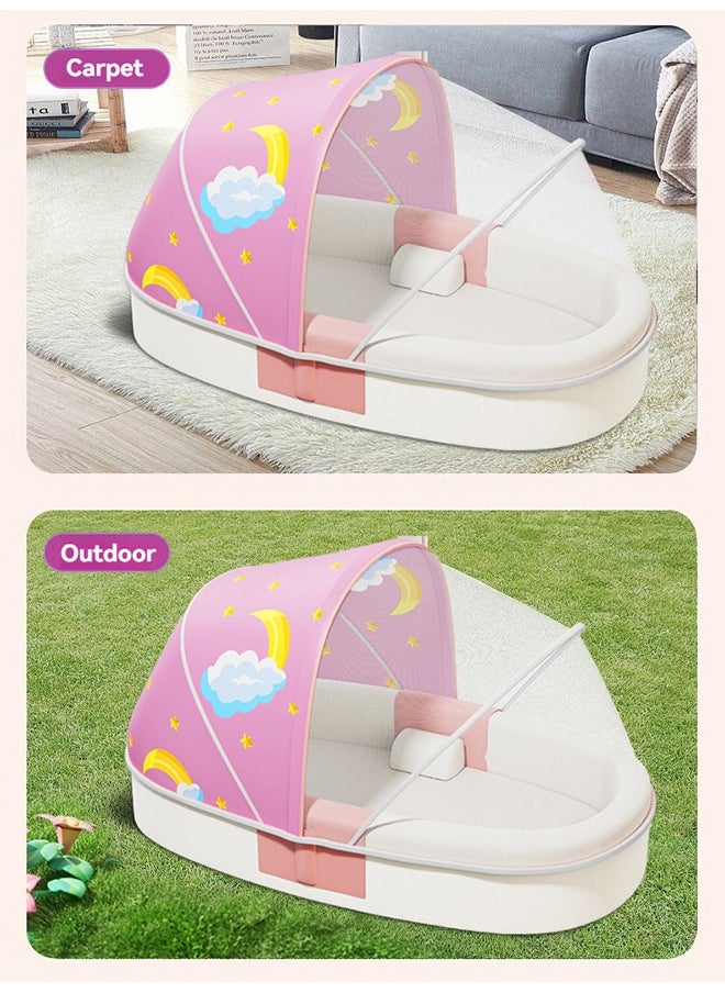 Portable Baby Bed Baby Lounger Newborn Foldable Mattress Travel Pillow wtih Storage Bag Mosquito Net Awning Toys for Home Outdoor