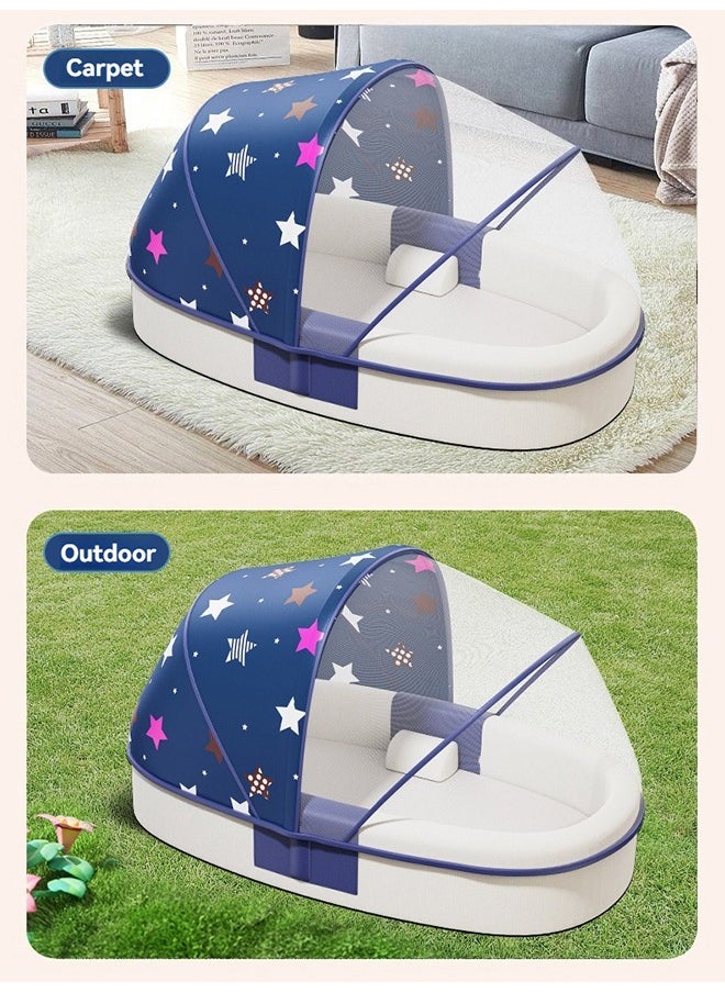 Portable Baby Bed Baby Lounger Newborn Foldable Mattress Travel Pillow wtih Storage Bag Mosquito Net Awning Toys for Home Outdoor