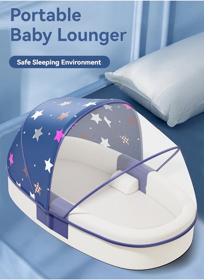 Portable Baby Bed Baby Lounger Newborn Foldable Mattress Travel Pillow wtih Storage Bag Mosquito Net Awning Toys for Home Outdoor