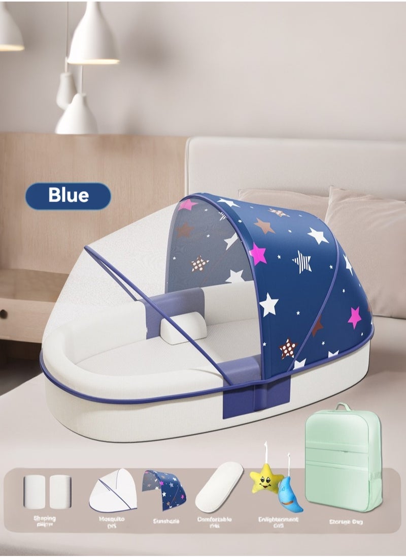 Portable Baby Bed Baby Lounger Newborn Foldable Mattress Travel Pillow wtih Storage Bag Mosquito Net Awning Toys for Home Outdoor