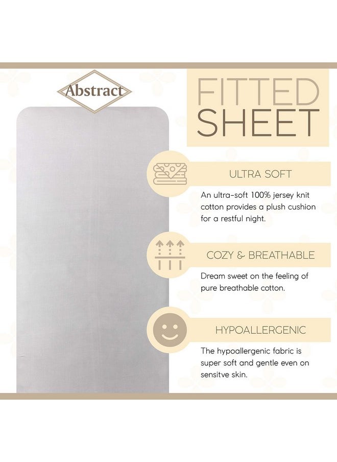 Abstract Fitted Bed Sheet - Ultra Soft Jersey 100% Cotton Sheets - Fitted Bed Sheets Snug - Breathable Fabric - Deep Pockets Up to 12 Inch - Grey, 48
