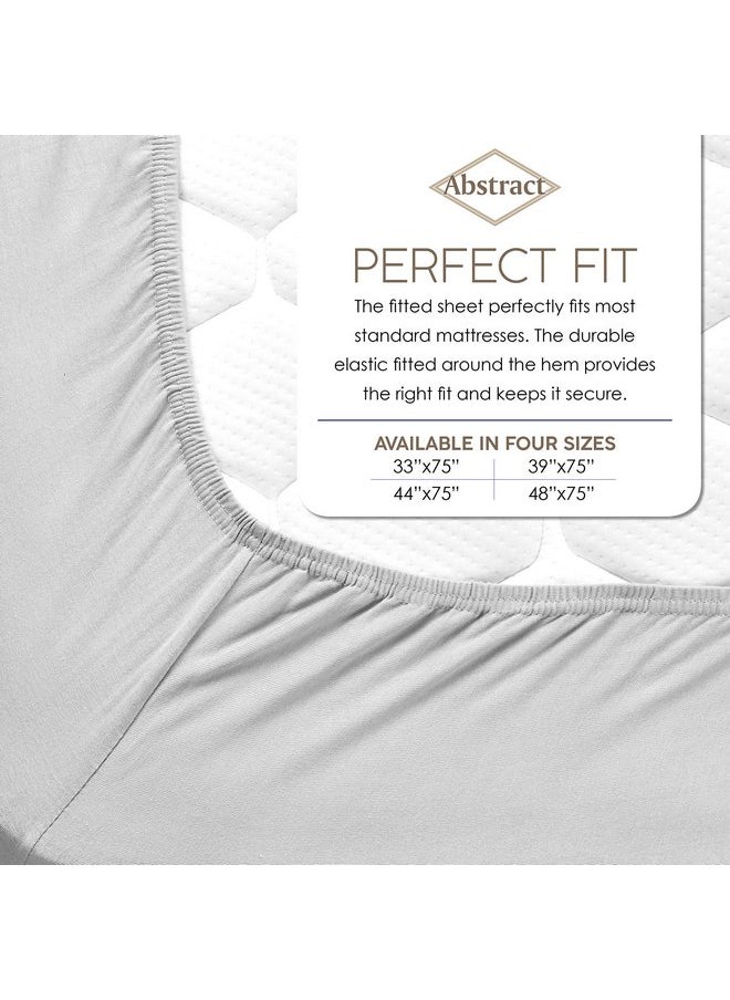 Abstract Fitted Bed Sheet - Ultra Soft Jersey 100% Cotton Sheets - Fitted Bed Sheets Snug - Breathable Fabric - Deep Pockets Up to 12 Inch - Grey, 48