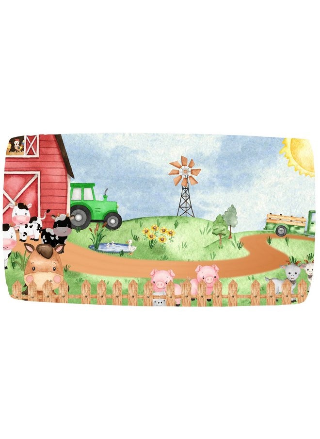 Dear Baby Gear Deluxe Crib Sheet - Farm Design Soft Cotton Polyester Baby Bedding - Infant Bed Sheets - Toddler Mattress Protector (Farm Life Animals Green Tractor Red Barn Blue Truck Print, 52x28x10)