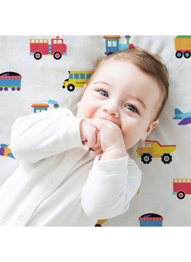 Wildkin Kids 100% Cotton Flannel Fitted Crib Sheet for Boys & Girls, Crib Sheets Measures 52 x 28 Inches, Kids Crib Sheets Super Soft & Breathable Material (Trains, Planes & Trucks)