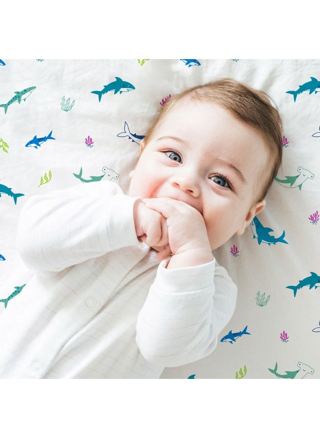 Wildkin Kids 100% Cotton Fitted Crib Sheet for Boys and Girls, Crib Sheets Measures 52 x 28 x 8 Inches, Kids Crib Sheets with Super Soft and Breathable Material (Shark Attack