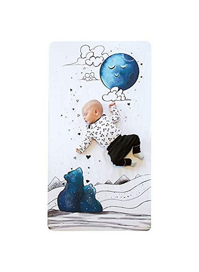 JumpOff Jo - 3 Piece Crib Bedding Set for Boys and Girls, Fitted Crib Sheet, Crib Skirt, & Hypoallergenic Quilt - Microfiber Baby Nursery Bedding - Mama Bear Blue