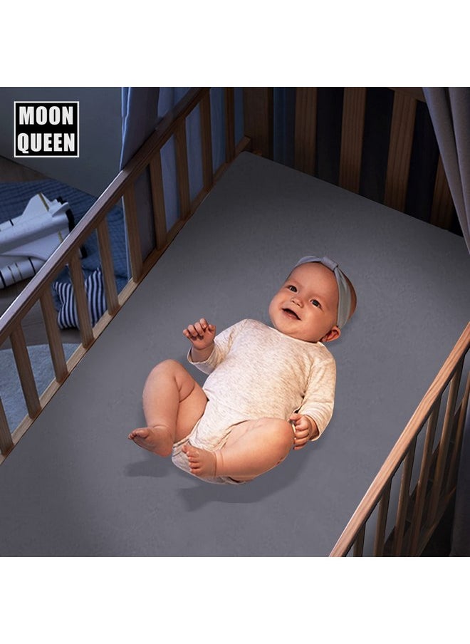 MOONQUEEN 2-Pack Baby Fitted Crib Sheets - Soft Breathable Microfiber Toddler Nursery Sheet Set for Boys and Girls, Fits Standard Size Crib Mattress 28 x 52 x 8in, Grey