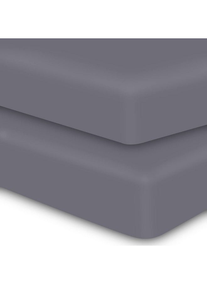 MOONQUEEN 2-Pack Baby Fitted Crib Sheets - Soft Breathable Microfiber Toddler Nursery Sheet Set for Boys and Girls, Fits Standard Size Crib Mattress 28 x 52 x 8in, Grey