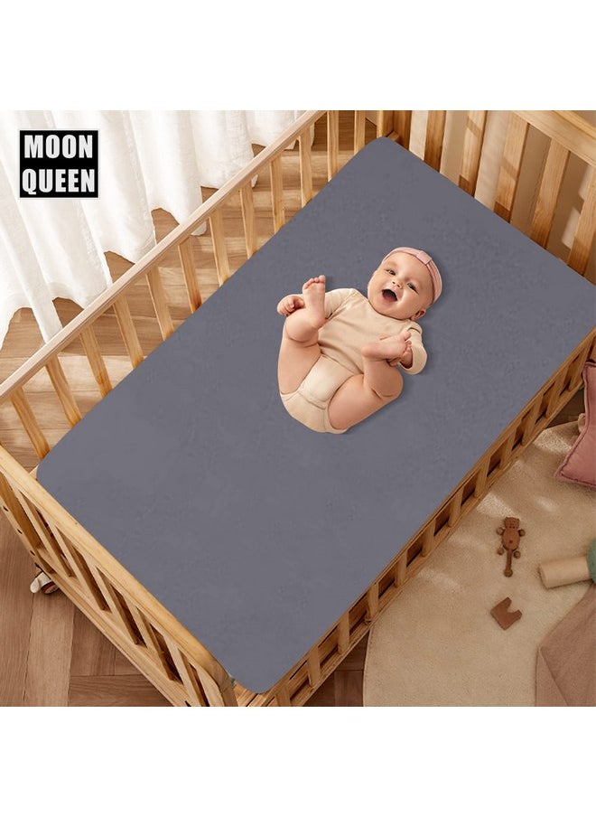 MOONQUEEN 2-Pack Baby Fitted Crib Sheets - Soft Breathable Microfiber Toddler Nursery Sheet Set for Boys and Girls, Fits Standard Size Crib Mattress 28 x 52 x 8in, Grey