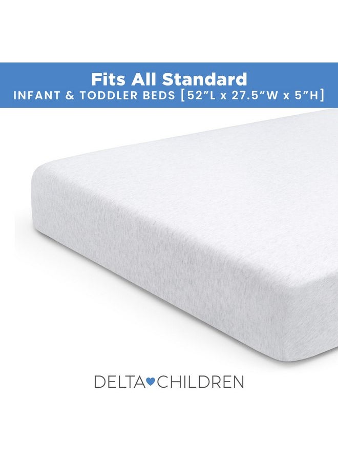 Delta Children Crib Sheet Set, 4 Pack, Soft and Breathable 100% Jersey Knit Fitted Sheet Set, Crib Sheets for Baby Boys and Girls, Grey
