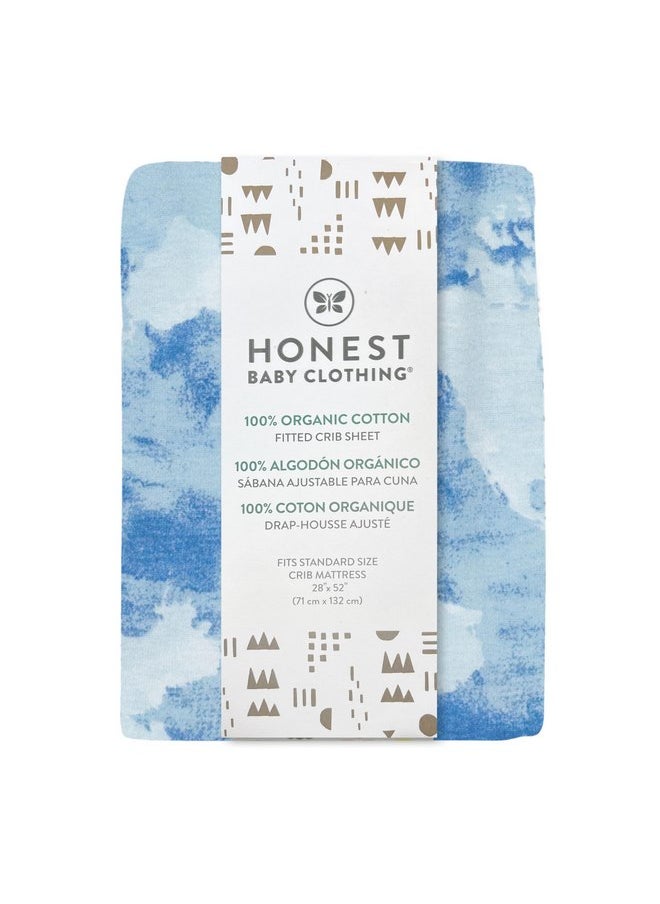 HonestBaby Fitted Crib Sheets Fits Standard Mattress Bassinet, Mini Prints 100% Organic Cotton Baby Boys, Girls, Unisex, Watercolor World, One Size