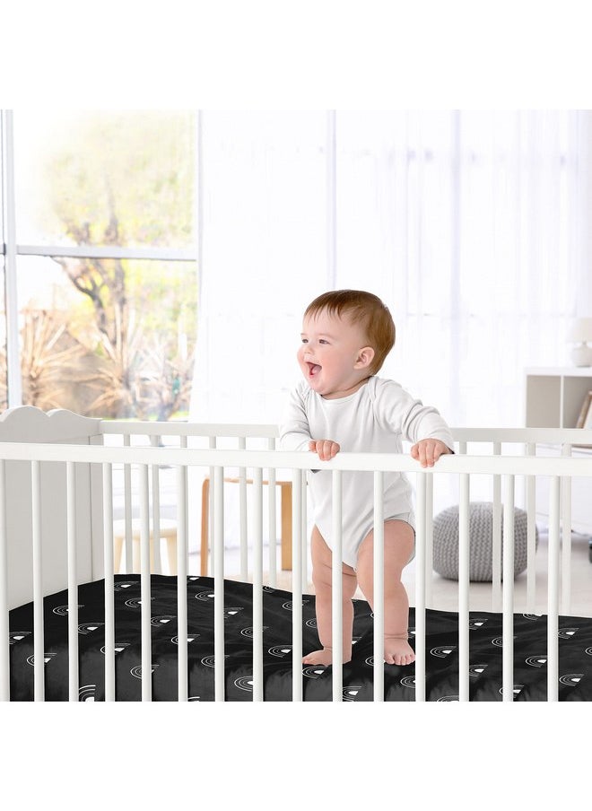 Sweet Jojo Designs Black and White Boho Rainbow Boy or Girl Fitted Crib Sheet Baby or Toddler Bed Nursery - White and Black Bohemian Celestial Sky Outdoors Nature Gender Neutral