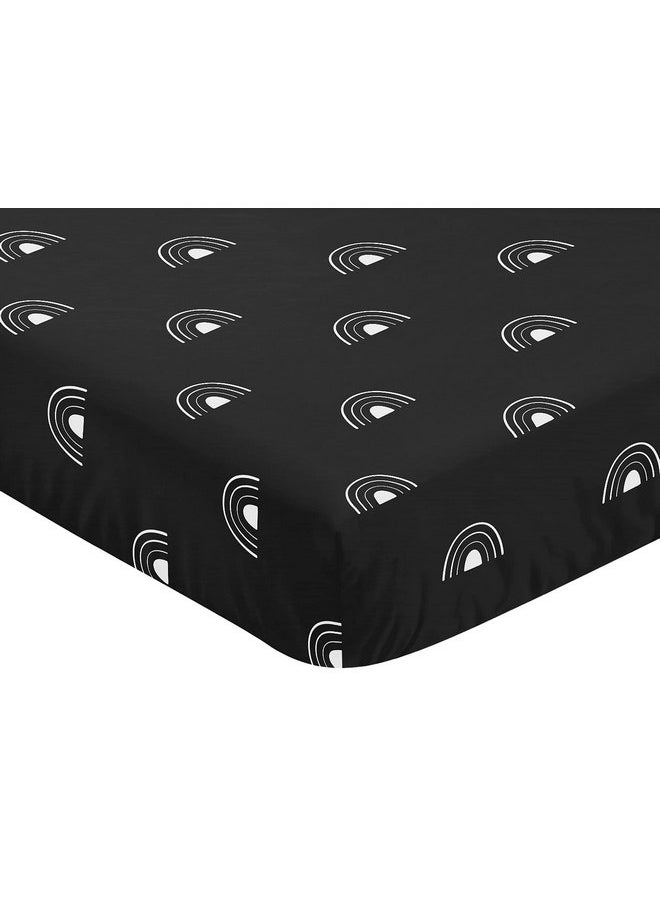 Sweet Jojo Designs Black and White Boho Rainbow Boy or Girl Fitted Crib Sheet Baby or Toddler Bed Nursery - White and Black Bohemian Celestial Sky Outdoors Nature Gender Neutral