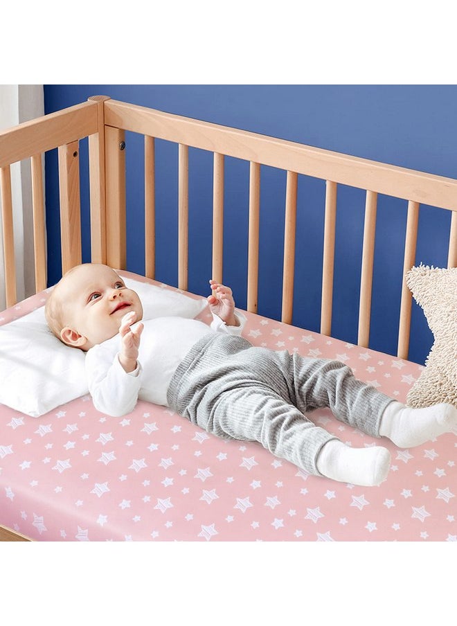 Crib Sheets for Girls 4 Pack, Fitted Crib Sheets for Standard Size Crib and Toddler Mattresses, Soft and Breathable Crib Sheets Baby Gift Girl Set, Pink