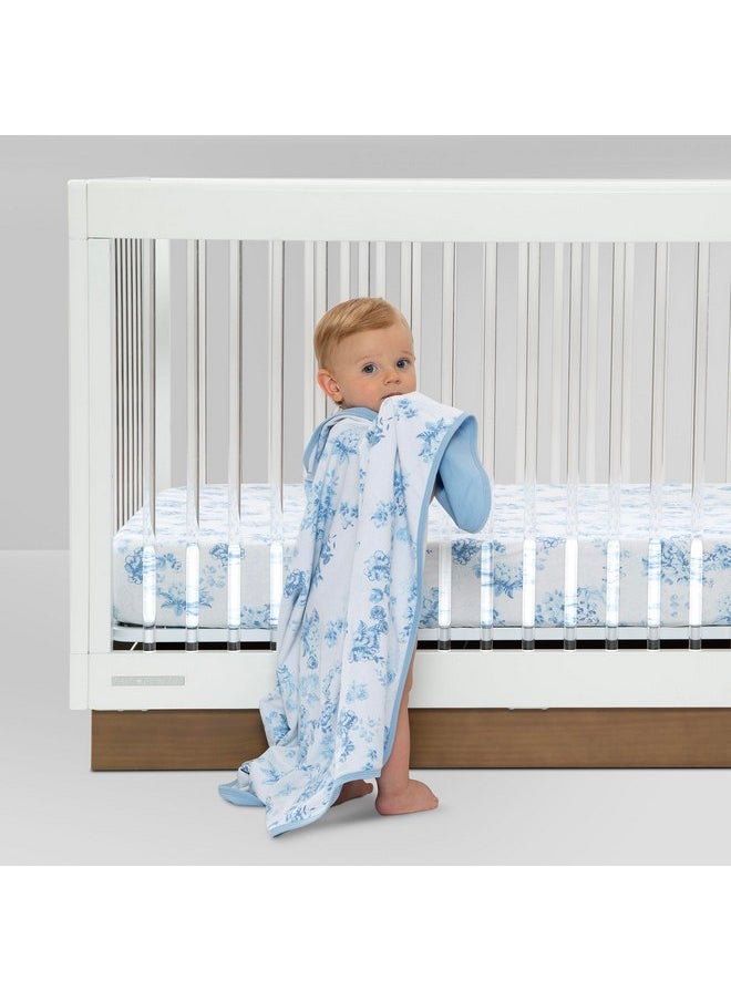 Delta Children Fitted Crib Sheets for Girls and Boys - 100% Organic Cotton Crib Sheet for Standard Crib and Toddler Mattresses - 28x52 Inch - GOTS Certified (Pack of 2), Blue Botanicals