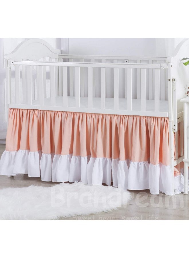 Brandream Girls Crib Bedding Pink Nursery Bedding Princess Pintuck 3 Piece Baby Comforter Set, Jade Pink