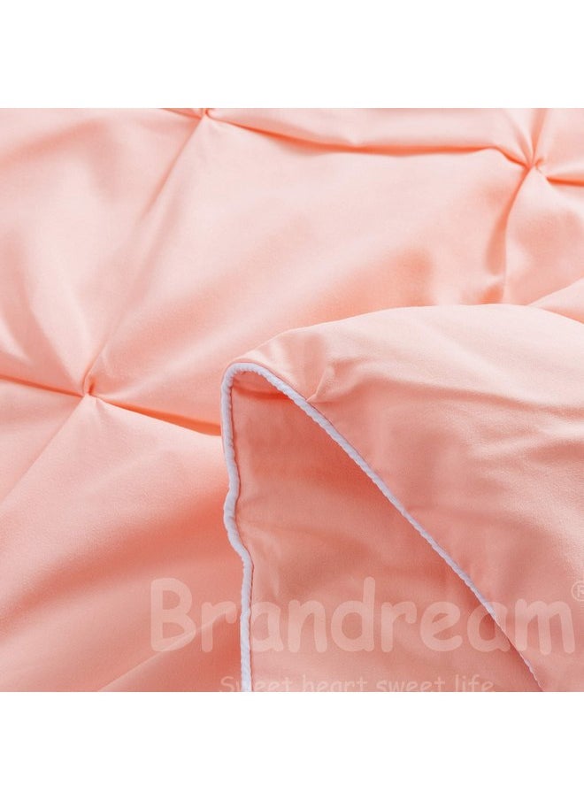 Brandream Girls Crib Bedding Pink Nursery Bedding Princess Pintuck 3 Piece Baby Comforter Set, Jade Pink