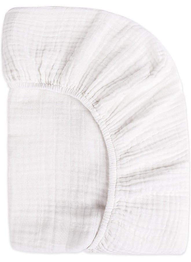 babyletto 100% Organic Cotton Crib Sheet, GOTS-Certified, Fitted 360°, Ultra-Soft and Breathable Muslin - Plain White