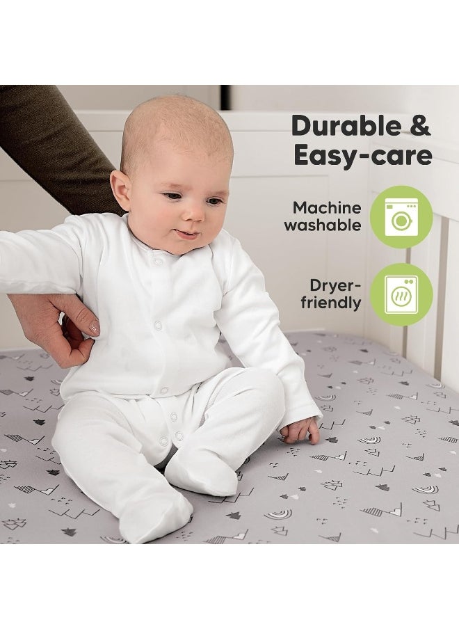2-Pack Organic Crib Sheets for Boys, Girls - Jersey Fitted Crib Sheet, Baby Crib Sheets Neutral, Crib Mattress Sheet, Cotton Crib Sheets, Soft Baby Sheets for Crib, Unisex Crib Fitted Sheet (Woodland)
