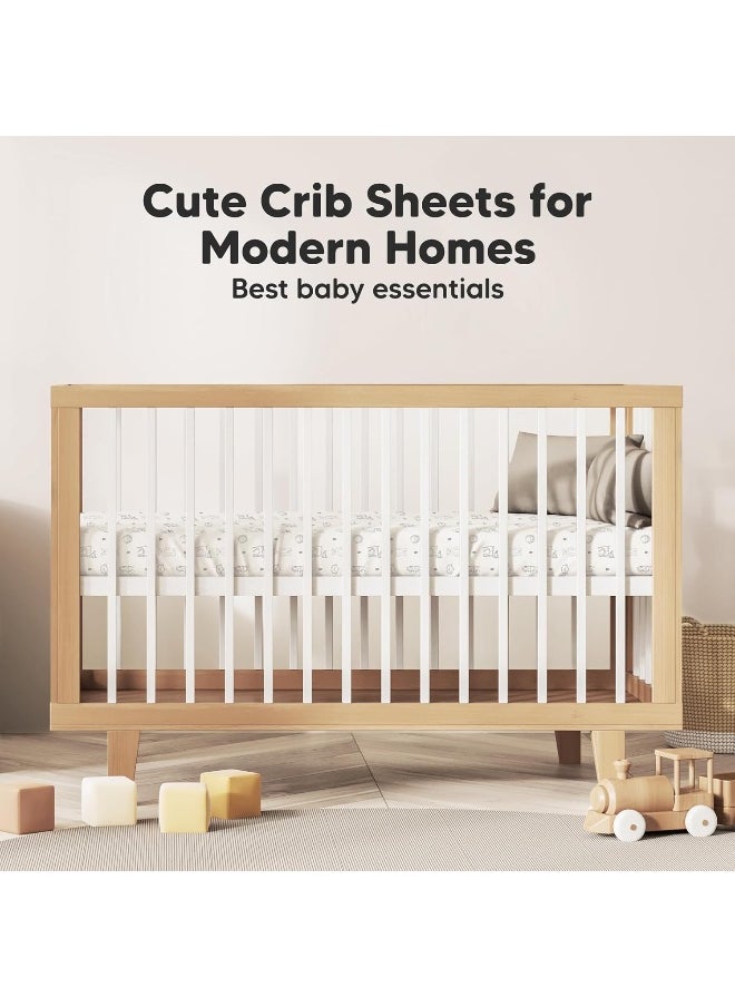 2-Pack Organic Crib Sheets for Boys, Girls - Jersey Fitted Crib Sheet, Baby Crib Sheets Neutral, Crib Mattress Sheet, Cotton Crib Sheets, Soft Baby Sheets for Crib, Unisex Crib Fitted Sheet (Woodland)
