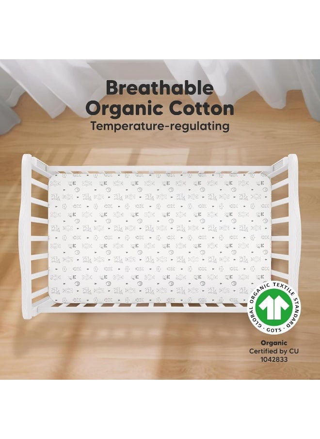 2-Pack Organic Crib Sheets for Boys, Girls - Jersey Fitted Crib Sheet, Baby Crib Sheets Neutral, Crib Mattress Sheet, Cotton Crib Sheets, Soft Baby Sheets for Crib, Unisex Crib Fitted Sheet (Woodland)