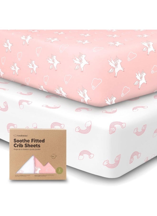 2-Pack Organic Crib Sheets for Boys, Girls - Jersey Fitted Crib Sheet, Baby Crib Sheets Neutral, Crib Mattress Sheet, Cotton Crib Sheets, Soft Baby Sheets, Unisex Crib Fitted Sheet (Dreamland)