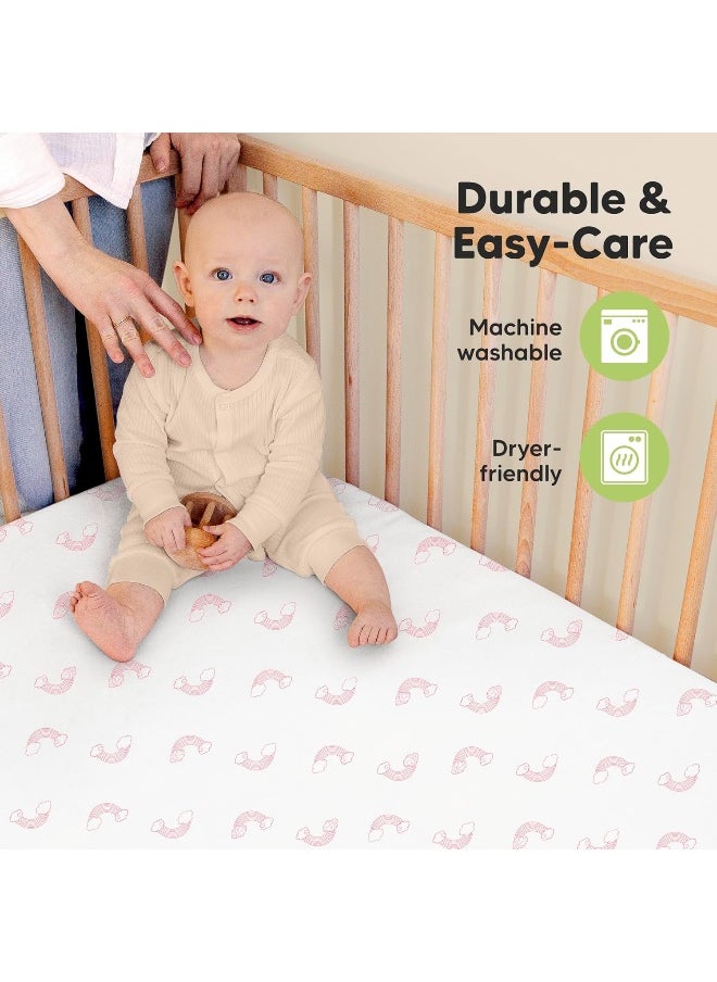 2-Pack Organic Crib Sheets for Boys, Girls - Jersey Fitted Crib Sheet, Baby Crib Sheets Neutral, Crib Mattress Sheet, Cotton Crib Sheets, Soft Baby Sheets, Unisex Crib Fitted Sheet (Dreamland)