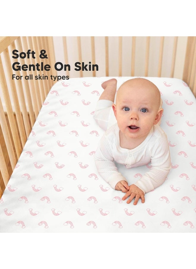 2-Pack Organic Crib Sheets for Boys, Girls - Jersey Fitted Crib Sheet, Baby Crib Sheets Neutral, Crib Mattress Sheet, Cotton Crib Sheets, Soft Baby Sheets, Unisex Crib Fitted Sheet (Dreamland)