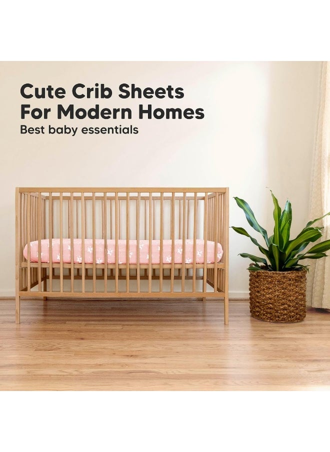2-Pack Organic Crib Sheets for Boys, Girls - Jersey Fitted Crib Sheet, Baby Crib Sheets Neutral, Crib Mattress Sheet, Cotton Crib Sheets, Soft Baby Sheets, Unisex Crib Fitted Sheet (Dreamland)