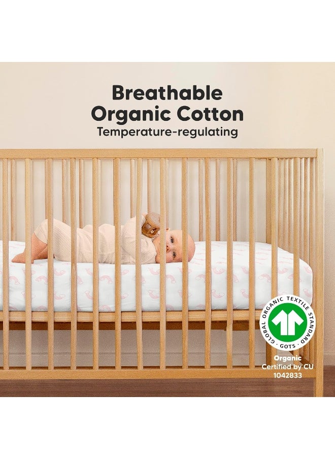 2-Pack Organic Crib Sheets for Boys, Girls - Jersey Fitted Crib Sheet, Baby Crib Sheets Neutral, Crib Mattress Sheet, Cotton Crib Sheets, Soft Baby Sheets, Unisex Crib Fitted Sheet (Dreamland)