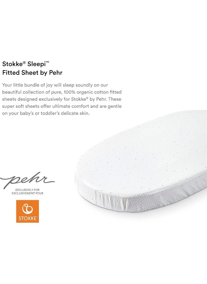 Stokke Sleepi Fitted Sheet by Pehr, Rainbow Dot - Soft Sheets for Stokke Sleepi Mini & Crib/Bed - Available in Playful Patterns - 100% Cotton