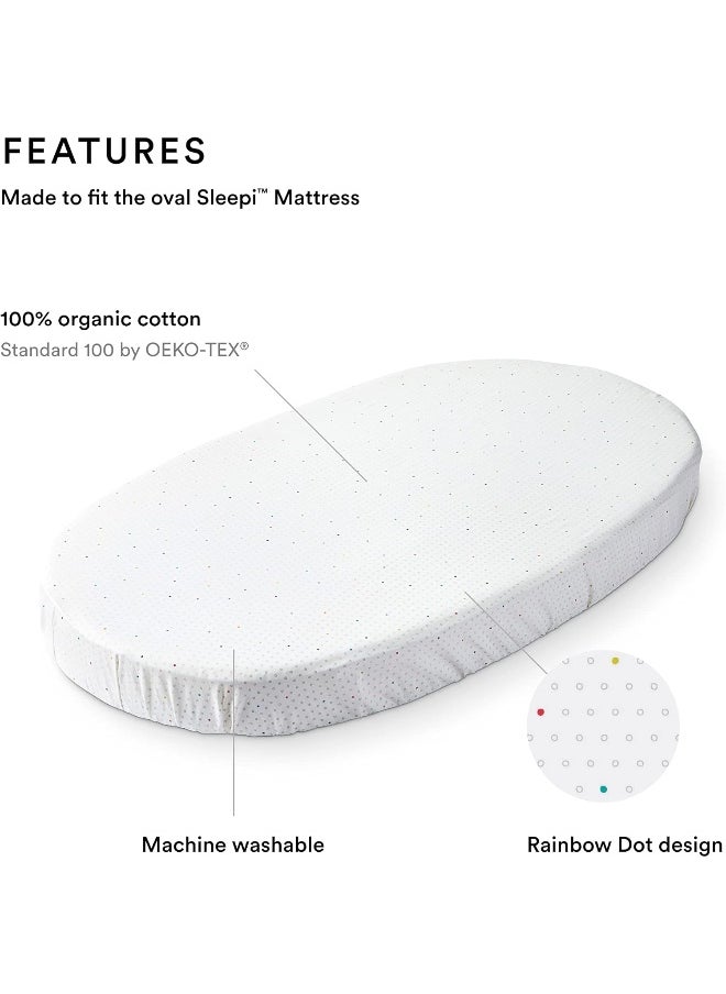 Stokke Sleepi Fitted Sheet by Pehr, Rainbow Dot - Soft Sheets for Stokke Sleepi Mini & Crib/Bed - Available in Playful Patterns - 100% Cotton