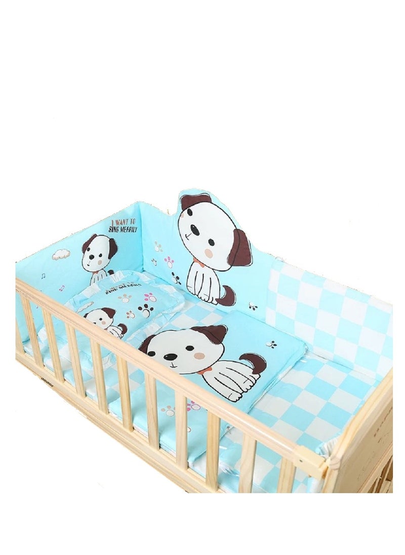 6Pcs Set Puppy Crib Bumper For Newborns Pure Cotton Bed Protector, Easy To Remove And Washable