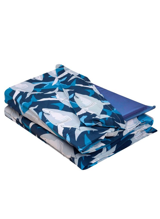 Wildkin Kids Nap Mat Cover for Boys & Girls, Sewn-in Flap Design Rest Mat Cover, Perfect for Preschool & Daycare, Fits Our Vinyl Nap Mat up to 1.5 Inches Including Basic Sleep Mat (Sharks)