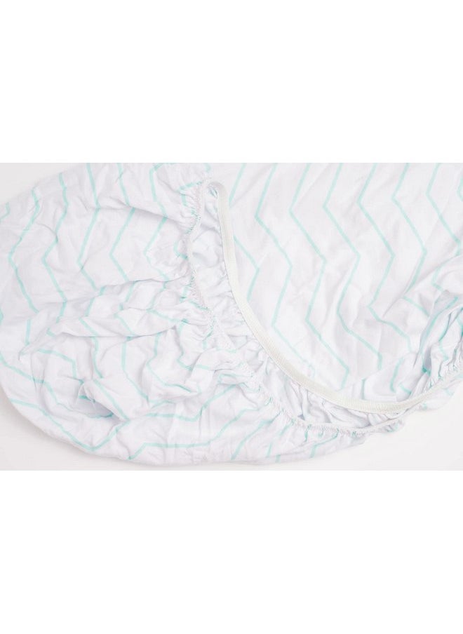 NODNAL CO. 3 Fitted Bassinet Sheets Mint Set Baby Girl/Boy - 100% Oeko-TEX Cotton - Gender Neutral Chevron Polka Dot Stripe Universal Fit - Cradle/Moses Basket Hourglass Oval Rectangle Mattress Sheet