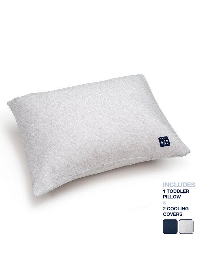 Delta Children Gap babyGap Memory Foam Toddler Pillow with 2 Cooling Covers, White/Blue