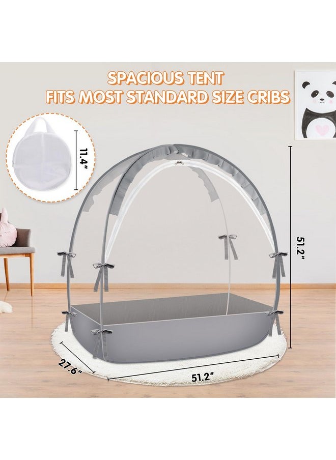 Generic Crib Tent - Crib Net to Keep Baby in - Baby Crib Tent to Keep Baby from Climbing Out, Durable Breathable Pop Up Baby Crib Tent, Safety Net, Canopy Netting Cover (Grey, Lager), Gray