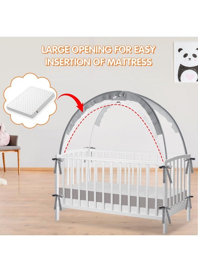 Generic Crib Tent - Crib Net to Keep Baby in - Baby Crib Tent to Keep Baby from Climbing Out, Durable Breathable Pop Up Baby Crib Tent, Safety Net, Canopy Netting Cover (Grey, Lager), Gray