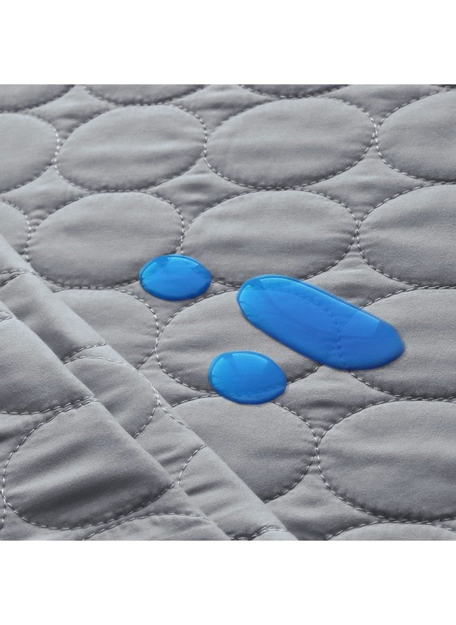Pack and Play Protector Sheets Waterproof 2 Pack, Quilted Pack and Play Mattress Pad Cover Fitted Fits for Graco Pack n Play Playard Mattress/Playpen Mattress, Gray & Pink, 39