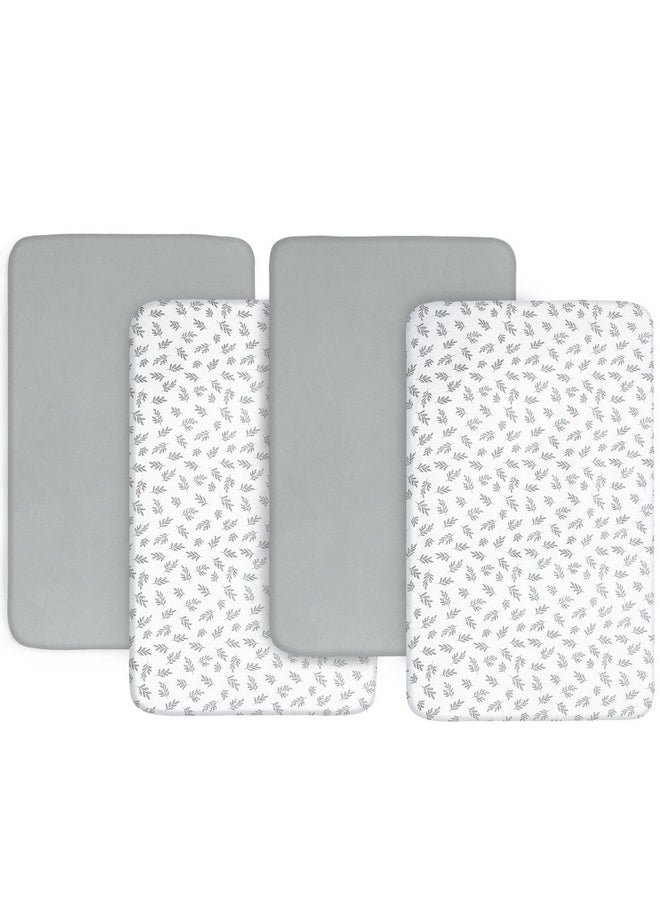 Baby Bassinet Sheets 4 Pack Compatible with Koolerthings/Koolababy, Jimglo 3 in 1, YADAQE, HARPPA, and Pamo Babe Baby Bassinet, Ultra Soft & Skin-Friendly, Washer & Dryer, Grey
