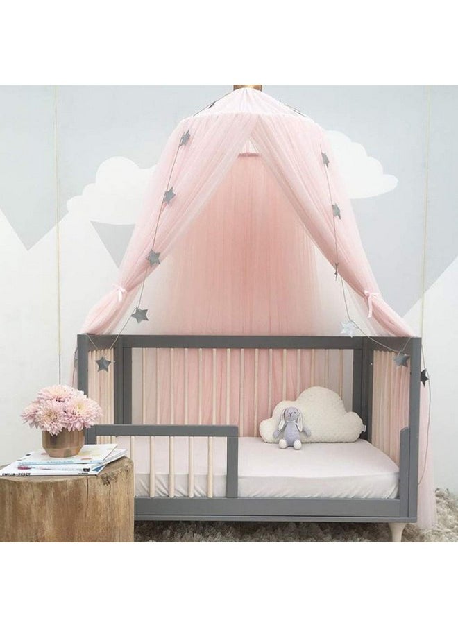 Bed Canopy for Girls - Princess Bed Canopy Mosquito Net Nursery Play Room Decor Dome Premium Yarn Netting Curtains Baby Game Dream Castle, Pink