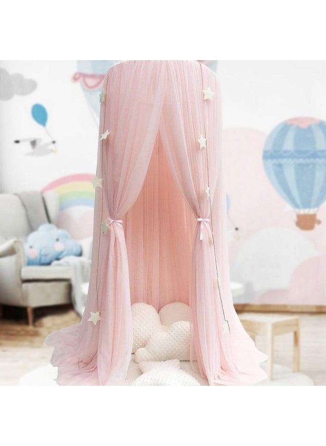 Bed Canopy for Girls - Princess Bed Canopy Mosquito Net Nursery Play Room Decor Dome Premium Yarn Netting Curtains Baby Game Dream Castle, Pink