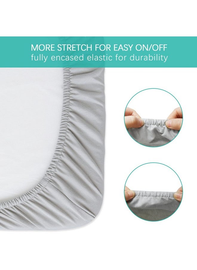Bassinet Sheets Fit for AirClub, AMKE 3 in 1 Bassinet, Newton, Larex and Bellababy Bassinet Bedside Sleeper, 100% Cotton, 2 Pack, Ultra Soft Bassinet Sheet, White and Gray