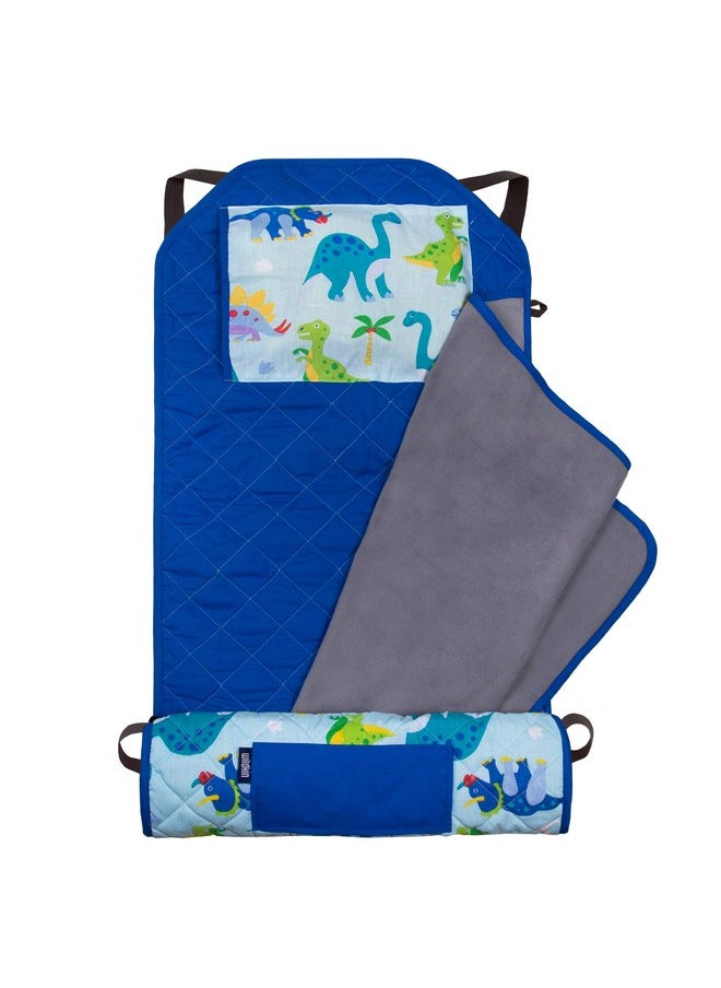 Wildkin Kids Modern Nap Mat with Reusable Pillow for Boys & Girls, Perfect for Elementary Sleeping Mat, Features Elastic Corner Straps, Soft Cotton Blend Materials Nap Mat for Kids (Dinosaur Land)