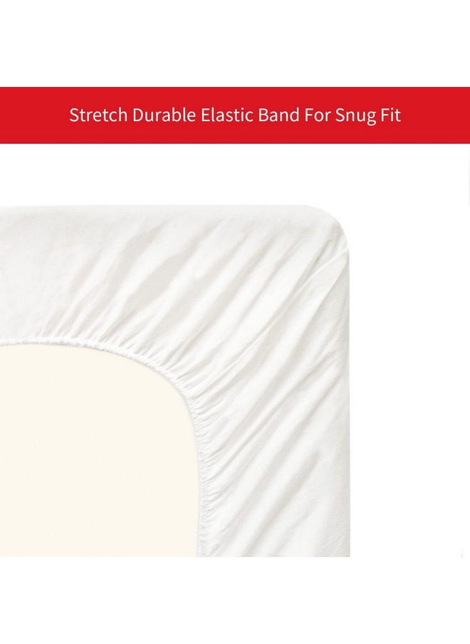 Pack and Play Sheets Fitted, Compatible with 4moms Breeze Plus Playard & Breeze GO Playard, Cotton Pack and Play Sheets Cover, White