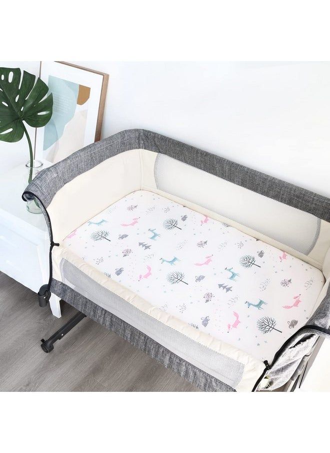 Muslin Bassinet Sheets 20''x33'' Fit for Baby Delight, Mika Micky, Koolerthings (3 in 1), Maxi COSI, Angelbliss and Other Rectangle Bassinet Mattress, Ultra Soft and Breathable, Star & Fox, 2 Pack