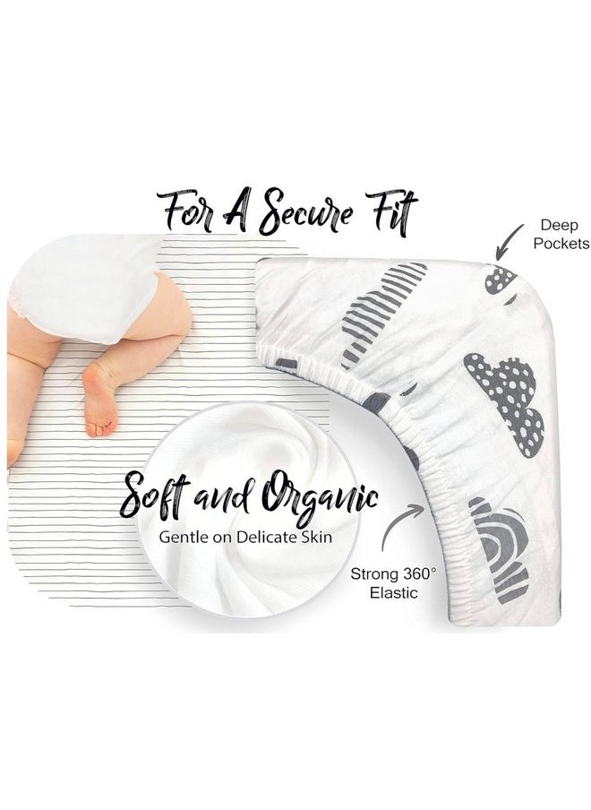 100% Organic Cotton 2 Pk of Bedside Sleeper Bassinet Fitted Mattress Sheets for Mika Micky, Baby Delight, Ronbei, Chicco, KoolerThings, Cloud Baby, AMKE, Angelbliss, Maxi-COSI, Arm's Reach, and More.